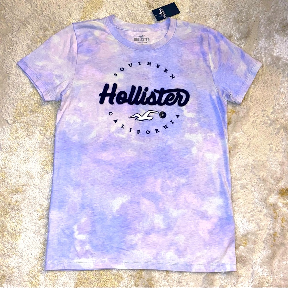 NWT Hollister Tye Dye Logo Tee - Purple - XS